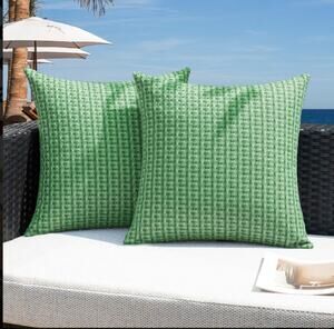 Kevin Textile Outdoor Waterproof Throw Pillow Covers 2pk 26x26 Inch, Sage Green